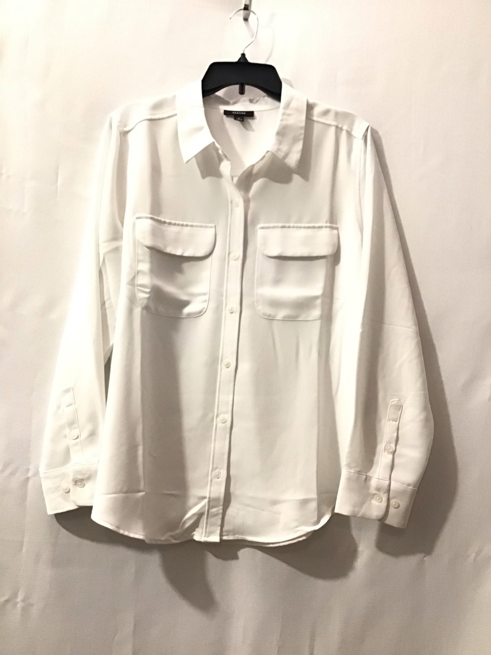 523 Alfani White women Button-Front Dress Shirt with Chest Pockets